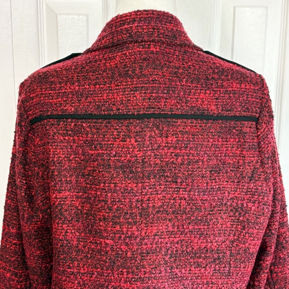 Lucky Brand Red Shaggy Tweed Long Sleeve Zippered Moto Jacket Large - Picture 15 of 16